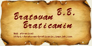 Bratovan Bratičanin vizit kartica